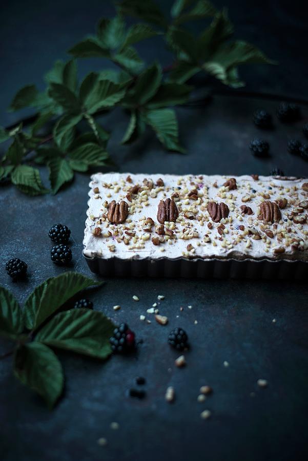 Vegan Blackberry Cake With Chocolate Cream And Pecan Nuts #1 Photograph by Kati Neudert