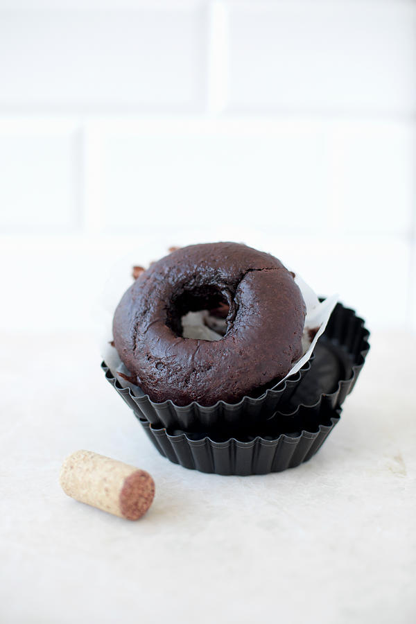 Vegan Chocolate Donut With Chocolate And Almonds #1 Photograph by Lana Konat