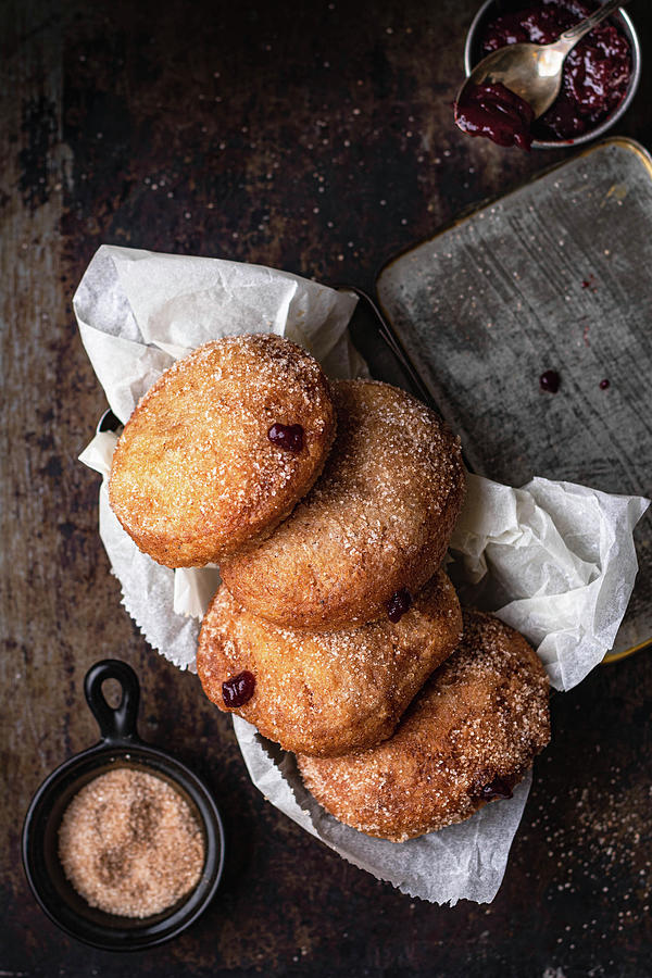 Vegan Gluten Free Jam Doughnuts With Cinnamon Sugar #1 Photograph by Karolina Nicpon