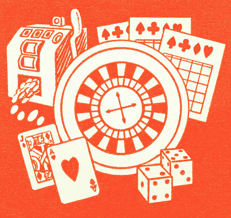 Dice Drawing - Vegas accouterments #1 by CSA Images