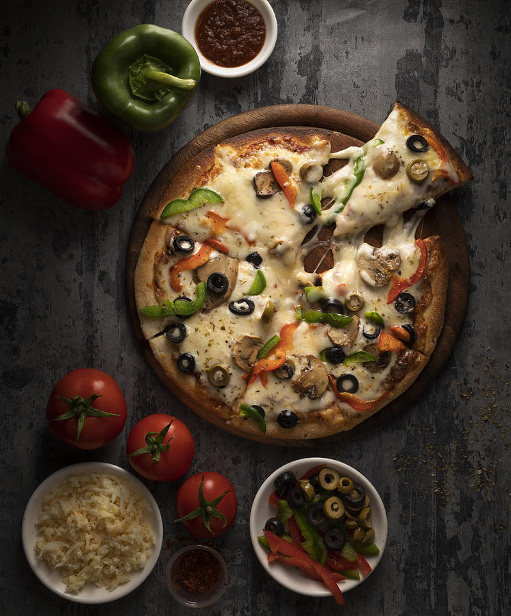Abstract Photograph - Vegetable Pizza #1 by Mahmoud Abu Hamda