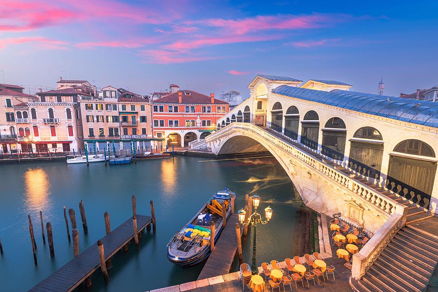 Architecture Photograph - Venice, Italy At The Rialto Bridge #1 by Sean Pavone