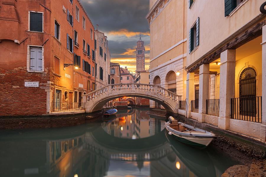 Architecture Photograph - Venice, Italy Canals And Bridges #1 by Sean Pavone