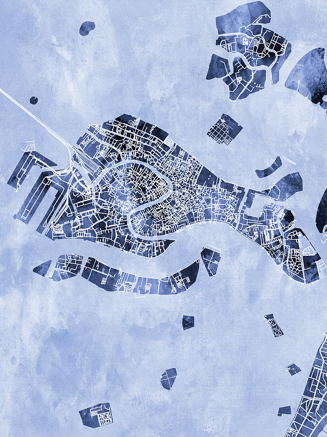 Venice Italy City Map #1 Digital Art by Michael Tompsett