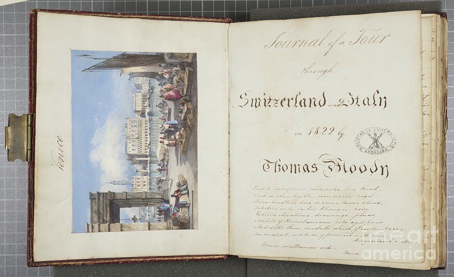 venice, Pasted Into The Title Page Of Thomas Moodys Journal Of A Tour Through Switzerland And Italy, 1822 Painting by Joseph Axe Sleap
