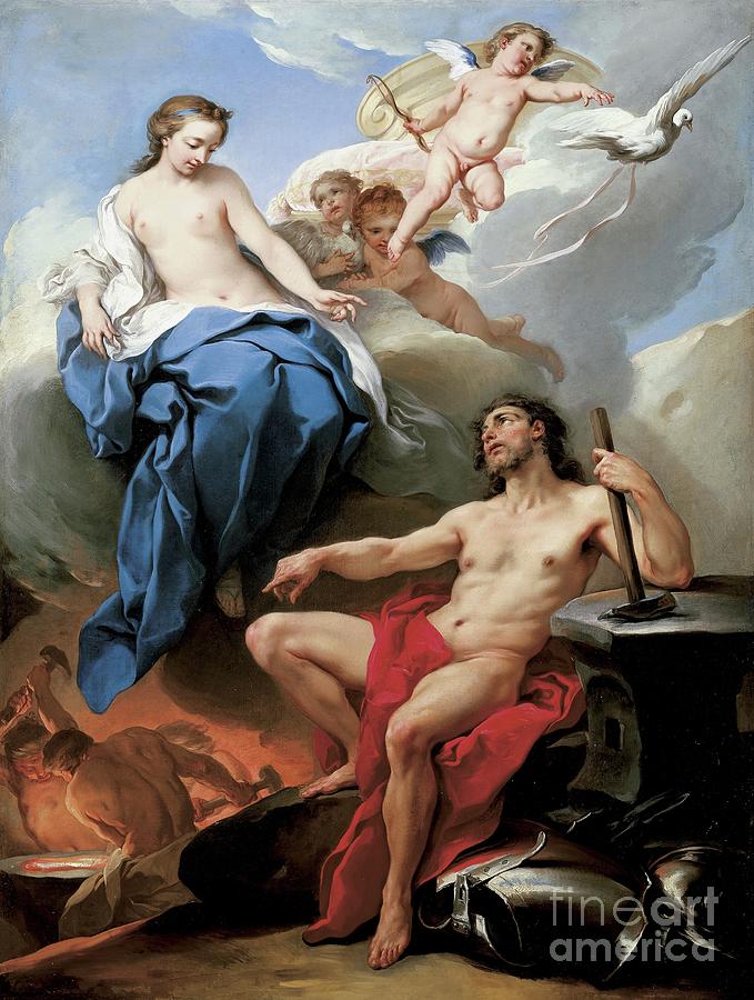 Dove Painting - Venus Requesting Vulcan To Make Arms For Aeneas by Carle Van Loo