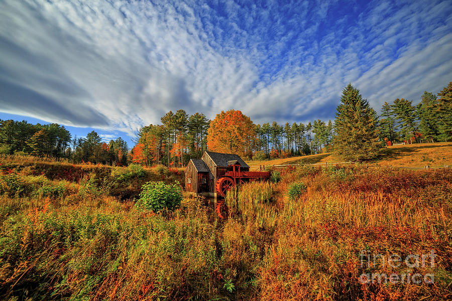 Vermont Grist Mill Panoramic Autumn Splendor Photograph by Edward Fielding