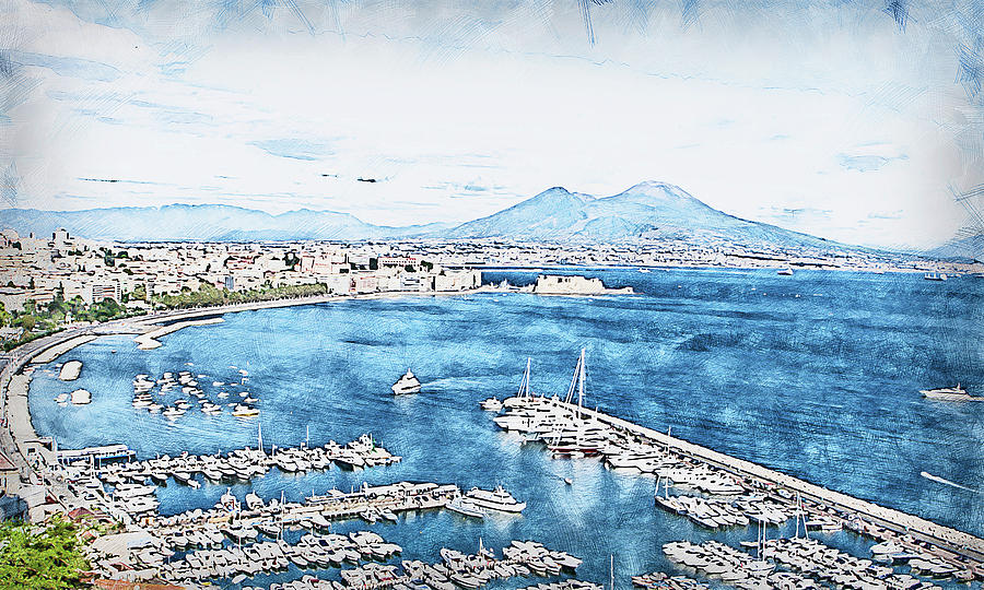 Vesuvio, panorama from Naples - 01 #1 Painting by AM FineArtPrints