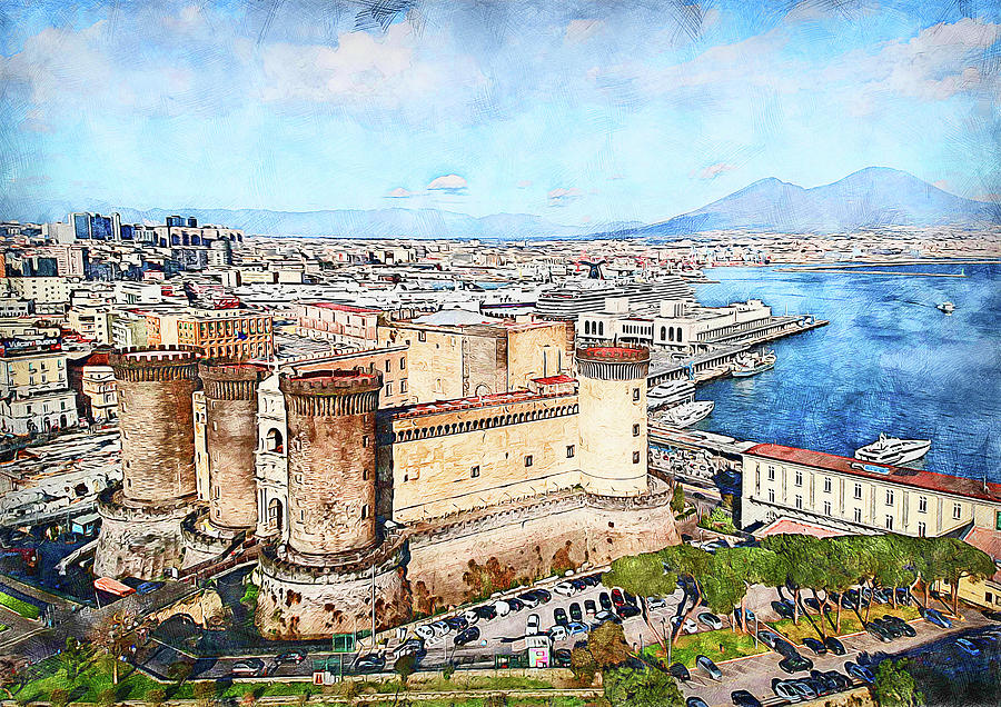 Vesuvio, panorama from Naples - 02 #1 Painting by AM FineArtPrints