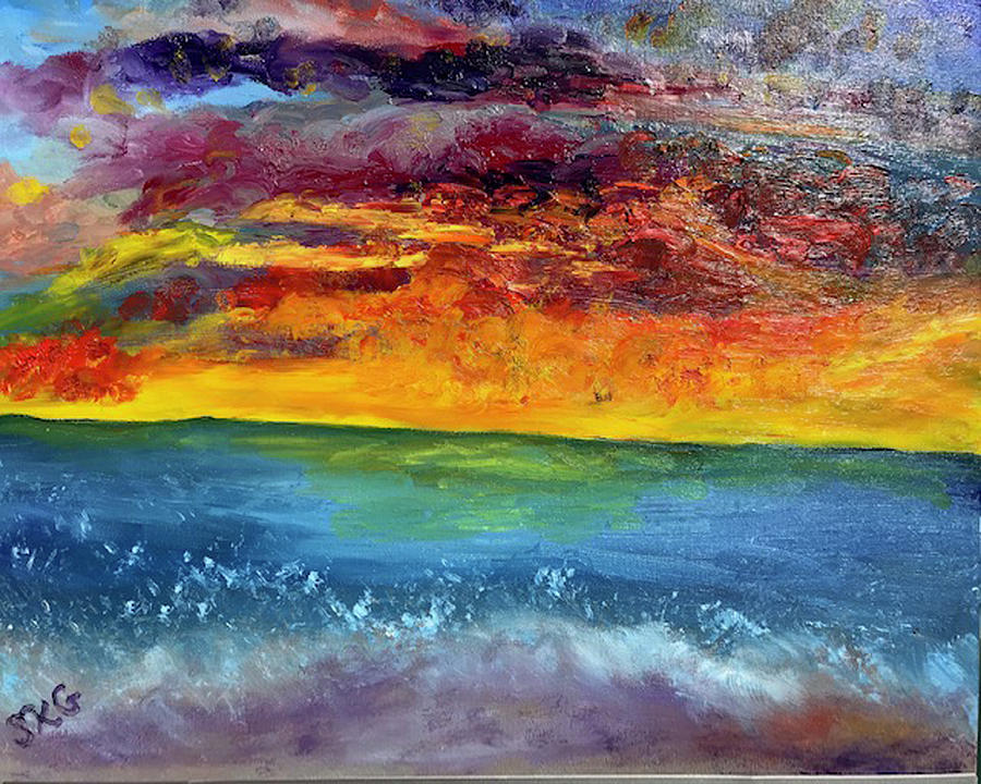 Vibrant Sunset Painting by Susan Grunin