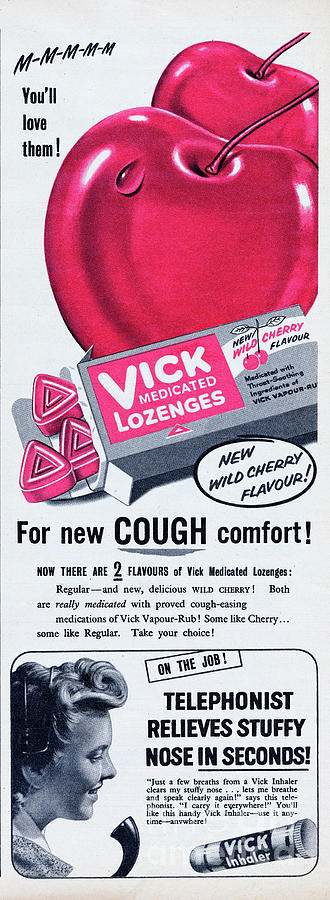 Cherry Photograph - Vick Medicated Lozenges #1 by Picture Post