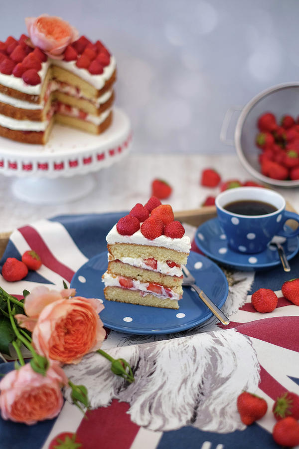 Victoria Sponge Cake With Strawberries england #1 Photograph by Marions Kaffeeklatsch