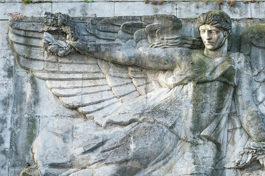 Close-up Photograph - Victory In Flight Monument, Tournon #1 by Jim Engelbrecht