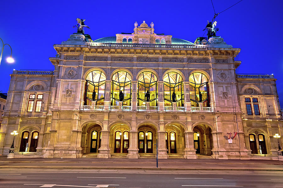 Vienna state Opera house square and architecture evening view #1 Photograph by Brch Photography