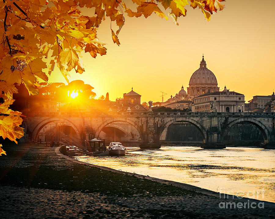 Capital Photograph - View At Tiber And St Peters Cathedral by S.borisov Capital Photograph - View At Tiber And St Peters Cathedral by S.borisov
