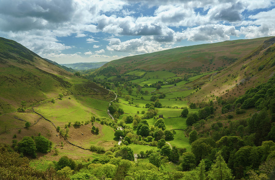 View down valley from top of Pistyll Rhaeadr Photograph by Steven Heap ...