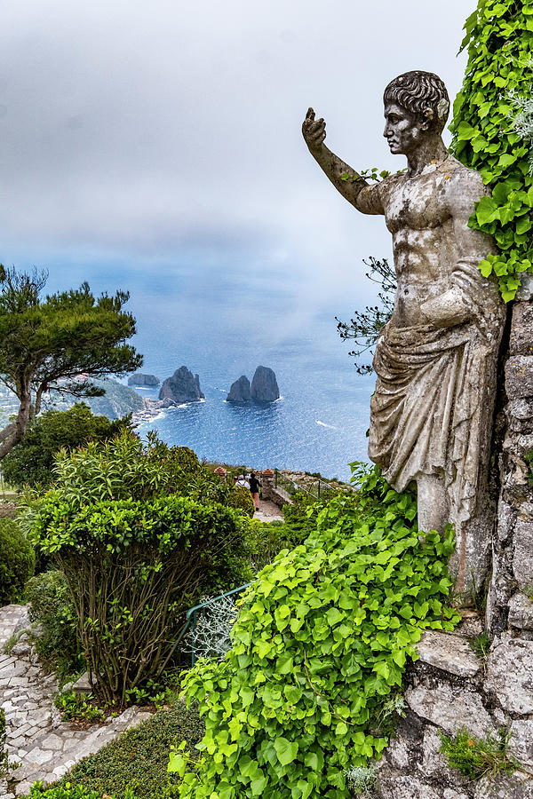 View From Monte Solaro To Capri And The Faraglioni Rocks, Capri Island, Gulf Of Naples, Italy #1 Photograph by Arnt Haug