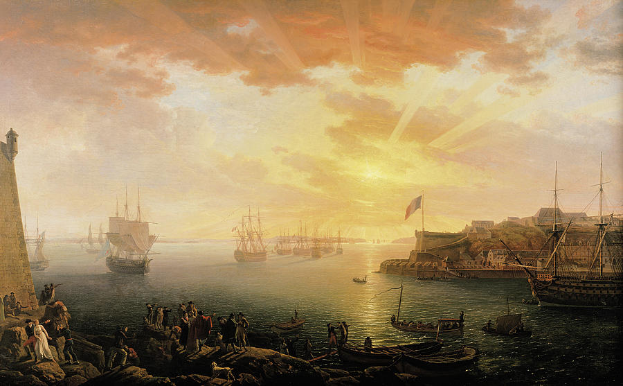Castle Painting - View of Brest Harbor #1 by Jean Francois Hue