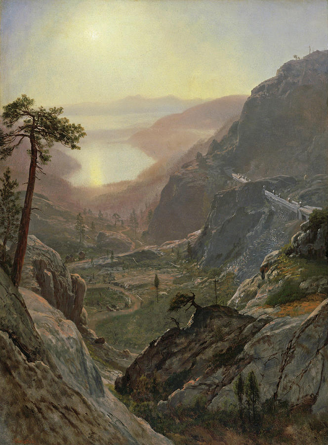 View of Donner Lake #1 Painting by Albert Bierstadt