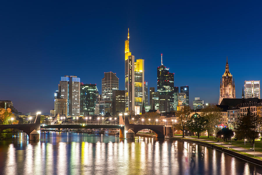 Landscape Photograph - View Of Frankfurt Am Main Skyline #1 by Prasit Rodphan