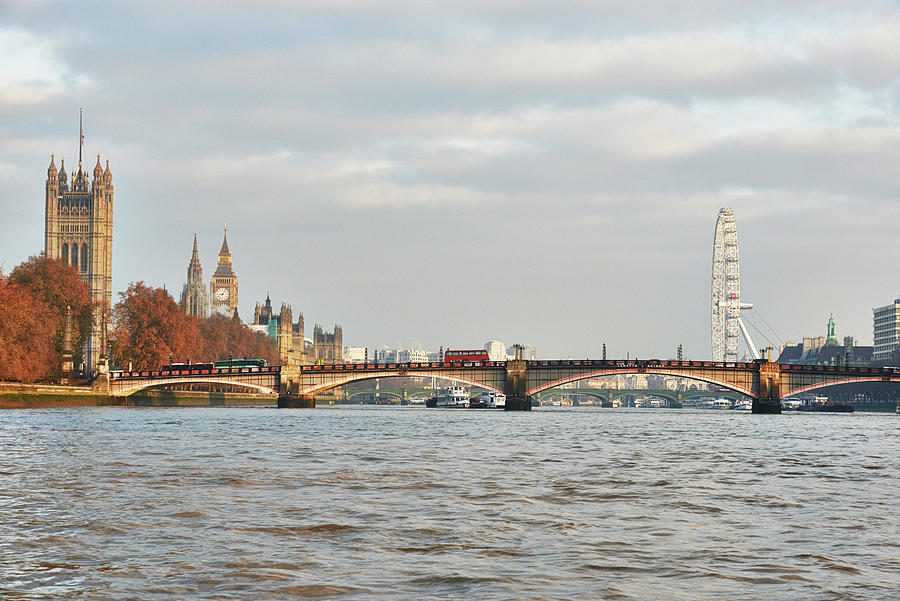 Architecture Digital Art - View Of Lambeth Bridge And Houses Of Parliament On The Thames, London, Uk #1 by Frank And Helena