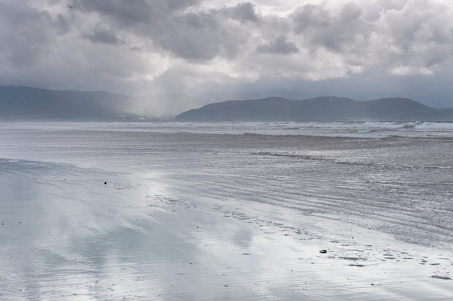 View Of Mountains, Fog And Clouds At Ring Of Kerry Inch Beach, Ireland, Uk #1 Photograph by Lukas Larsson Jalag