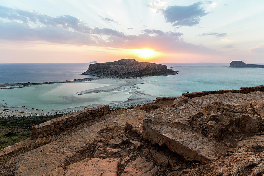 View Of Sunset Over Balos Lagoon In The Evening Northwest Crete