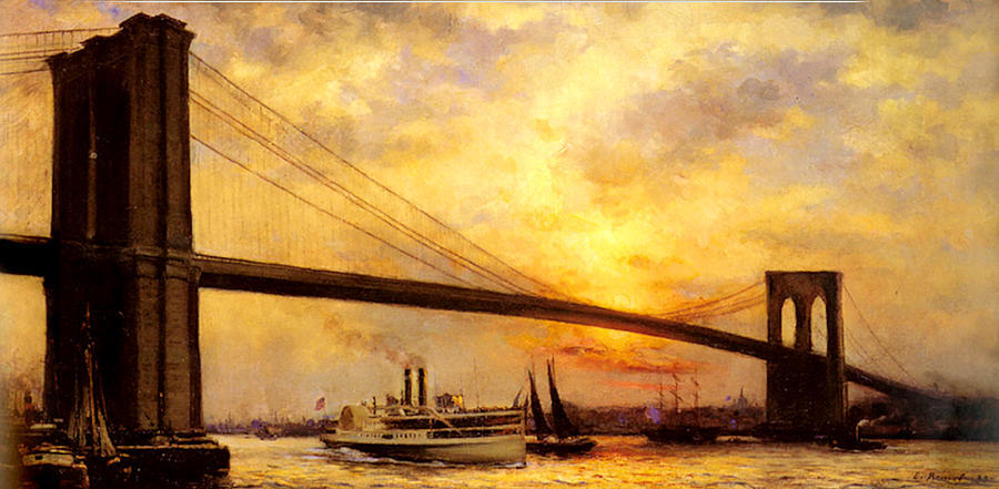 New York City Painting - View of the Brooklyn Bridge by Emile Renouf