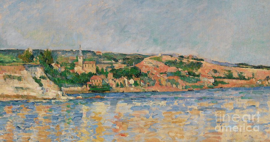 Village at the Waters Edge Painting by Paul Cezanne