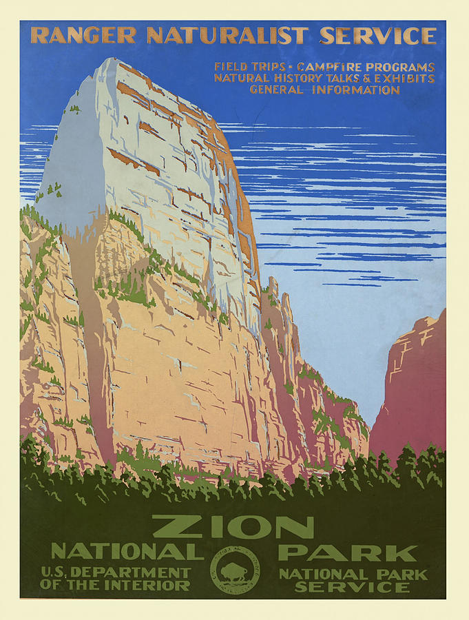 Cool Painting - Vintage poster - Zion National Park #1 by Vintage Images