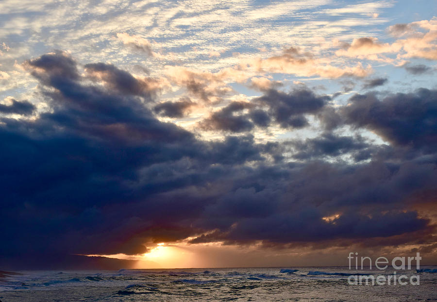 Violet Sky Sunset Beach Hawaii #1 Photograph by Debra Banks
