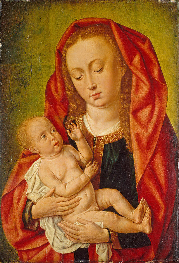 Virgin and Child with a Dragonfly #2 Painting by Master of Saint Giles