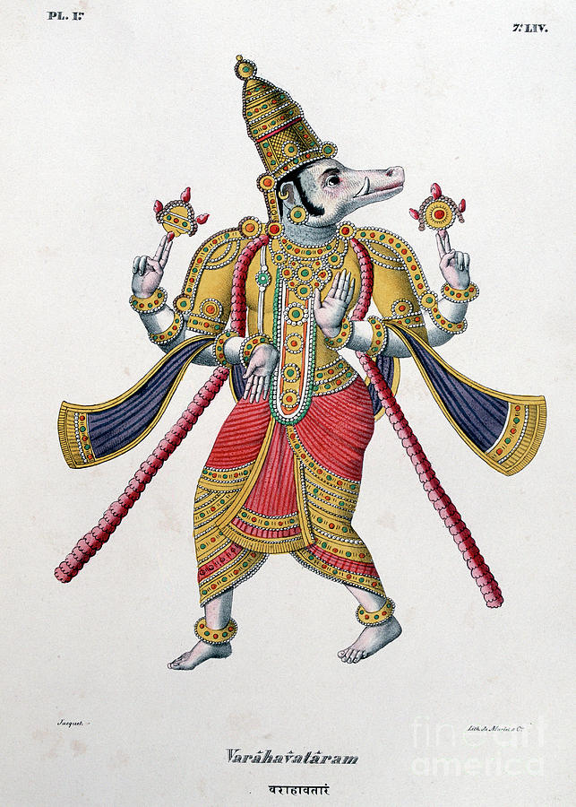 Vishnu, One Of The Gods Of The Hindu #1 Drawing by Print Collector