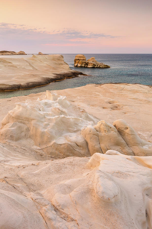 Greek Photograph - Volcanic Rock Formations On Sarakiniko Beach On Milos Island, Greece. #1 by Cavan Images