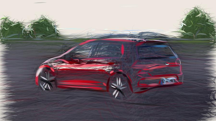 Volkswagen Golf GTD Drawing #2 Digital Art by CarsToon Concept