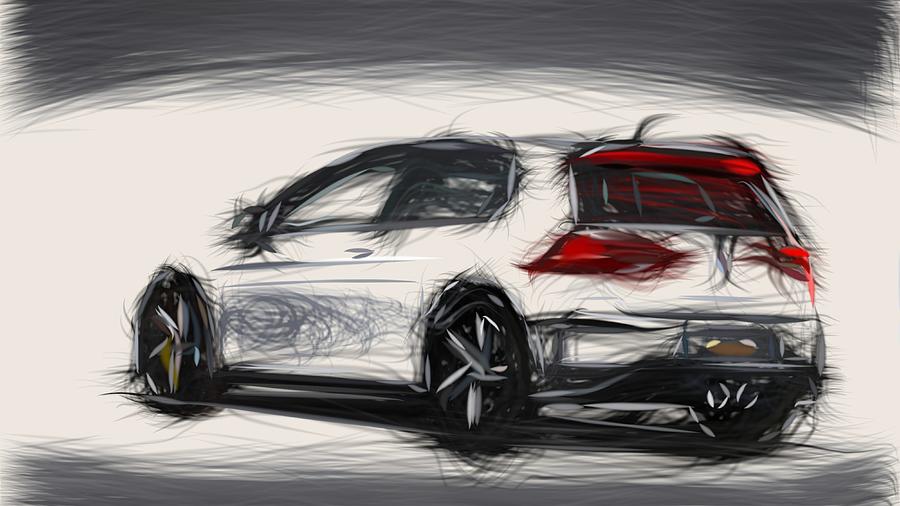 Volkswagen Golf R 400 Drawing #2 Digital Art by CarsToon Concept