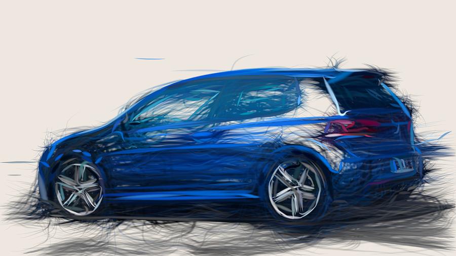 Volkswagen Golf R Draw #1 Digital Art by CarsToon Concept