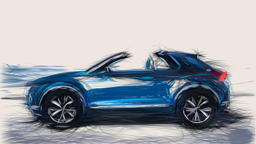 Volkswagen T Roc Drawing #2 Digital Art by CarsToon Concept