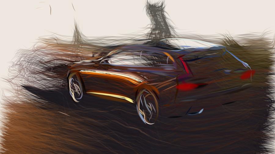 Volvo Estate Drawing #2 Digital Art by CarsToon Concept