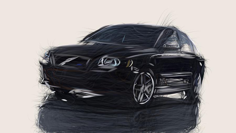 Volvo S40 Draw #1 Digital Art by CarsToon Concept