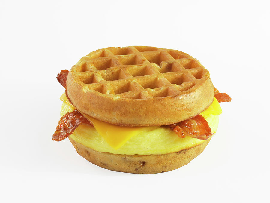 Waffles With Egg, Cheese And Bacon #1 Photograph by Jim Scherer