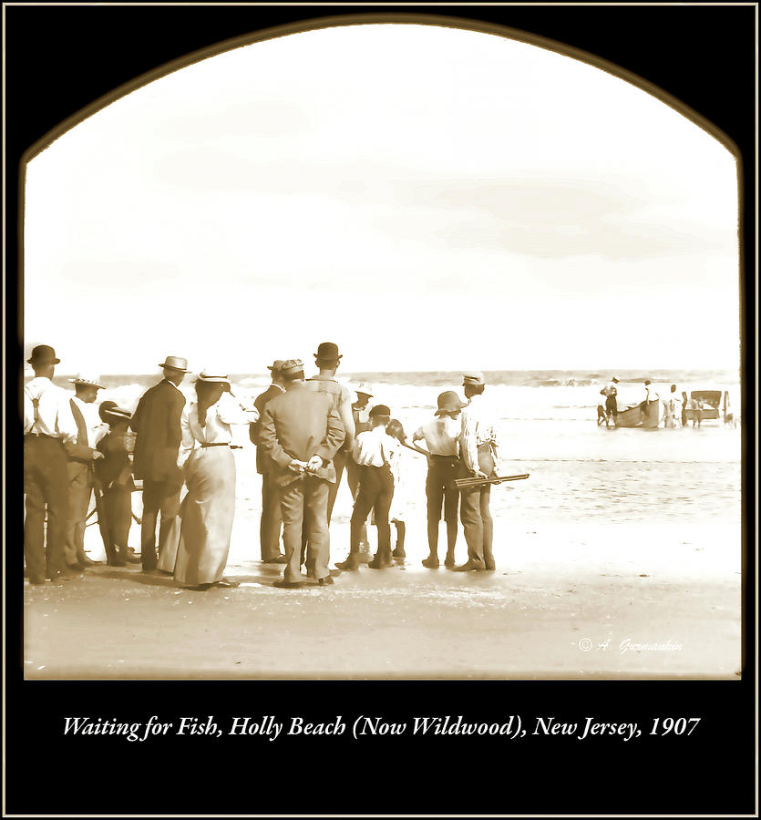 Waiting for Fish, Holly Beach, Now Wildwood, New Jersey, 1907 #1 Photograph by A Macarthur Gurmankin