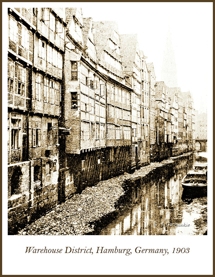 Warehouse District, Hamburg, Germany, 1903, Vintage Photograph #2 Photograph by A Macarthur Gurmankin