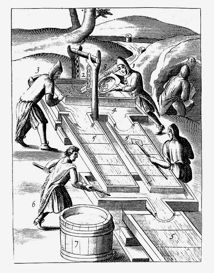 Washing Ore To Extract Gold, 1683 #1 Drawing by Print Collector