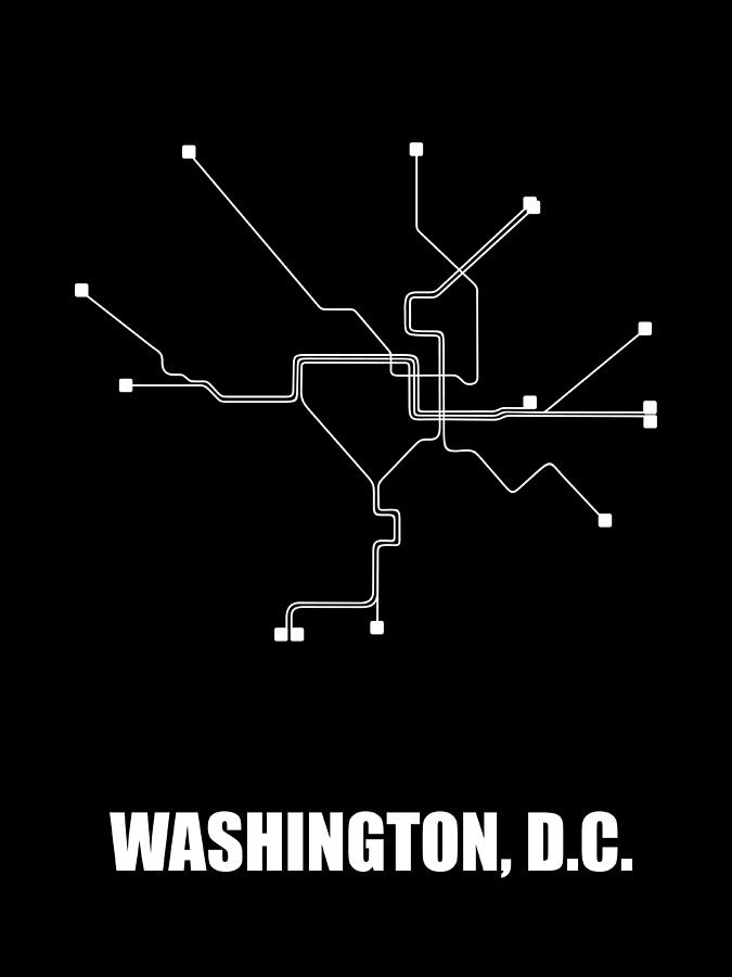 Washington, D.C. Black Subway Map #1 Digital Art by Naxart Studio
