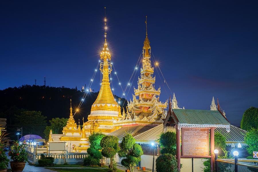 Sunset Photograph - Wat Jongklang Temple And Wat Jongkham #1 by Prasit Rodphan
