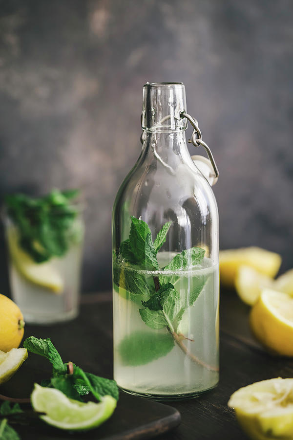 Water Flavoured With Lemon, Lime And Mint detox #1 Photograph by Valeria Aksakova