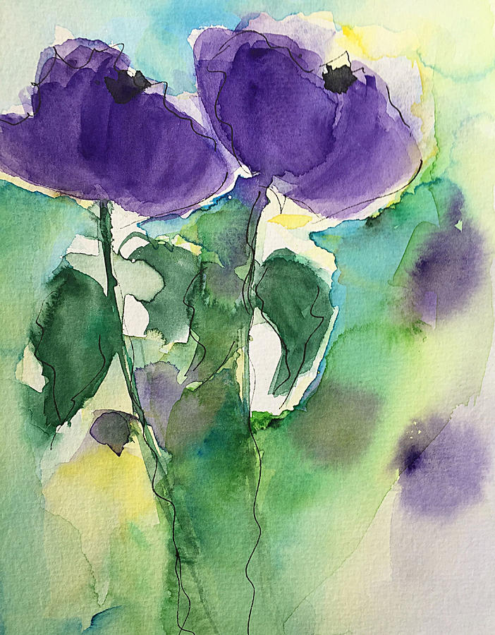 Watercolor Purple Flowers #1 Painting by Britta Zehm