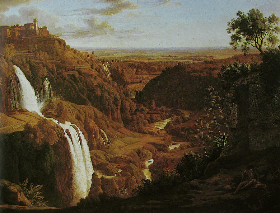 German Painting - Waterfall by Tivoli by Johann Martin von Rohden