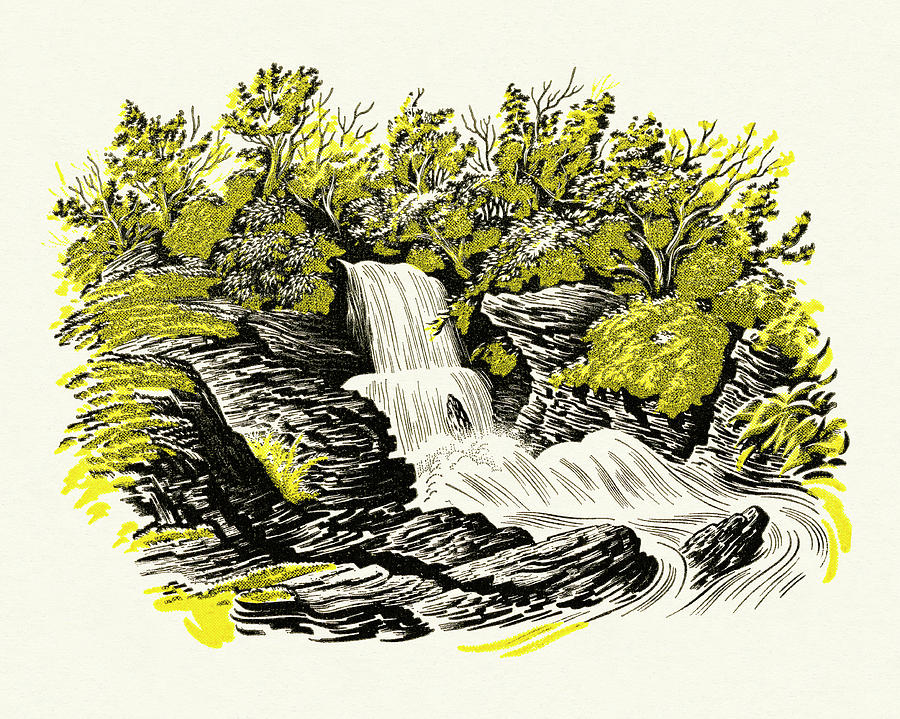 Nature Drawing - Waterfall #1 by CSA Images